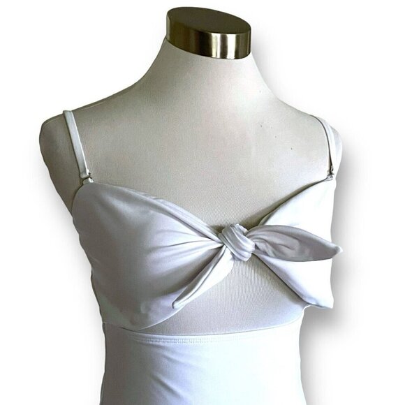 Aava Womens Valentina Swimsuit Sz Large White Front Tie One Piece Bandeau Beach - Picture 11 of 14
